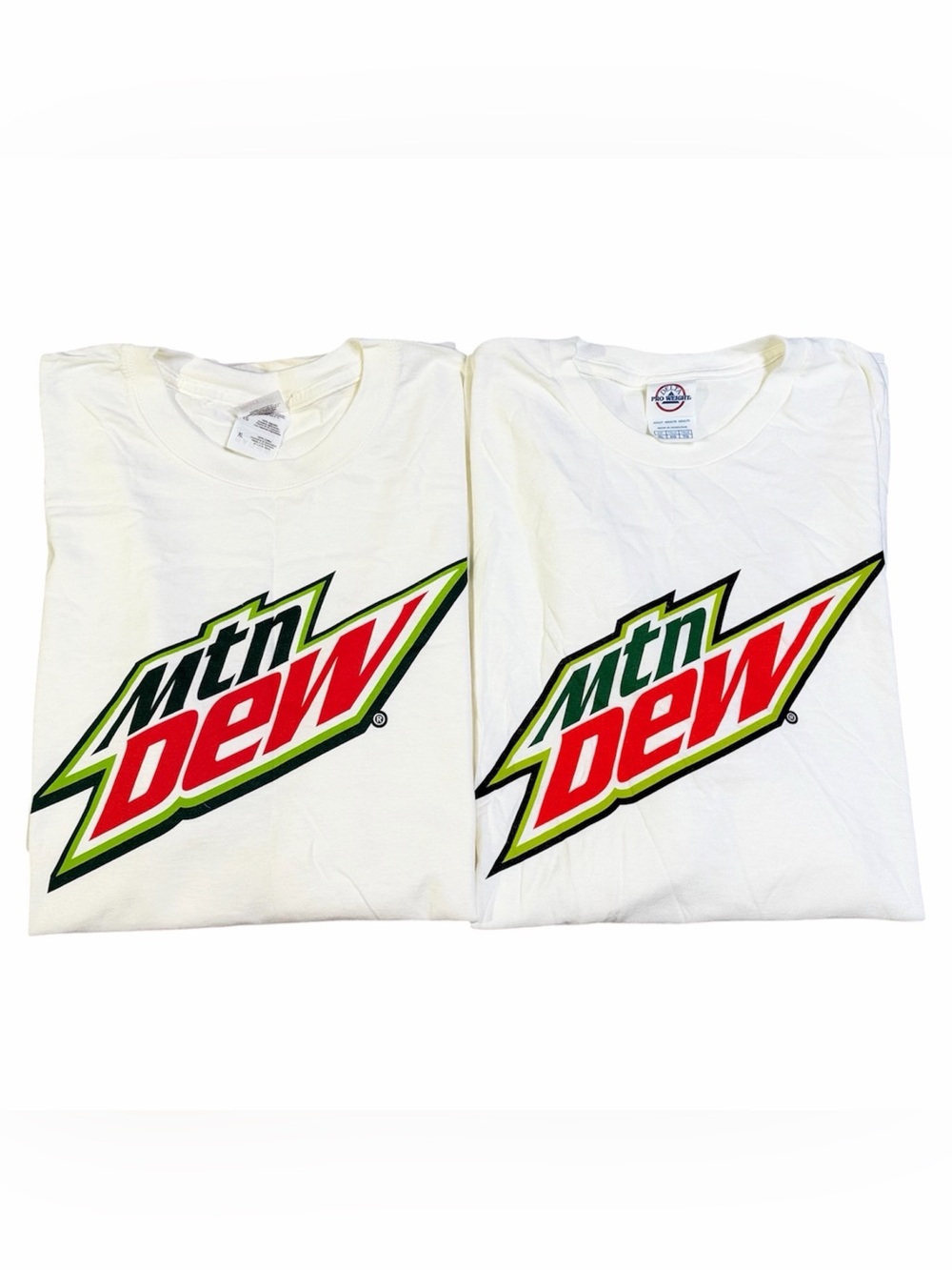 Mountain Dew T-Shirt Set Of 2 Retro Graphic Tee MTN Dew Logo White Men's Size XL